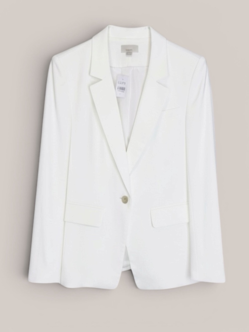 NEW LOFT Linen Blend Peak Notched Lapel Single-Button Blazer Ecru/Ivory Size 8